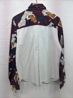 New Youth’s Cowboy Threads White Purple Design Long Sleeve Button Up Large V-74 