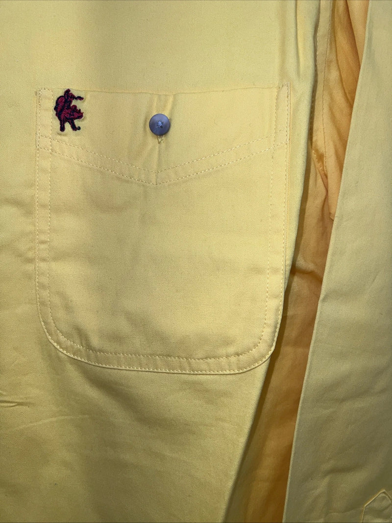 New Men’s Wrangler PBR Denim Collar Yellow Long Sleeve Button Up Small A-202