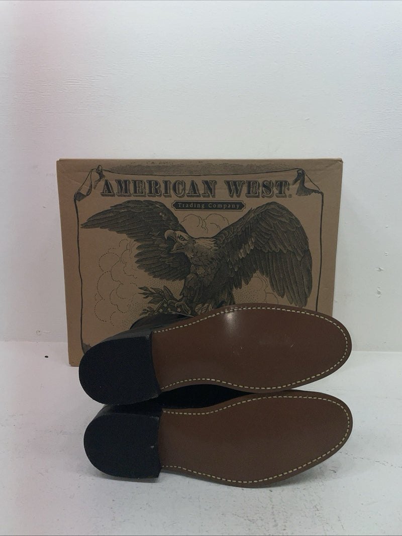 New Men’s Black Lace Up American West Cowboy Boots. 6991 9.5 9 1/2 E W. 6-101