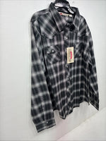 New Women’s Cumberland Black Plaid Long Sleeve Pearl Snap XL II-15