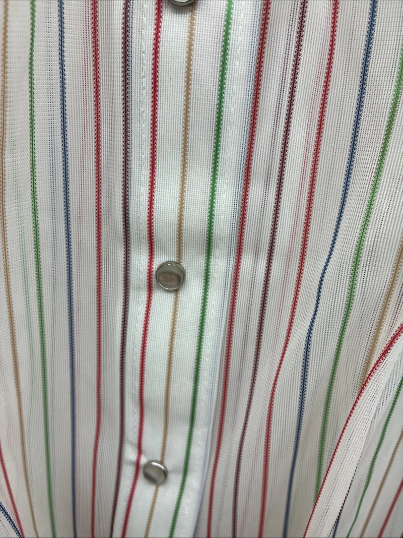 New Women’s Rock mount White Stripe Long Sleeve Pearl Snap Small AA-52