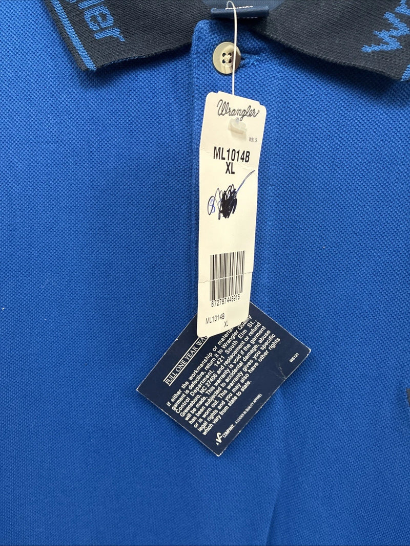 New Men’s Wrangler Blue Black Short Sleeve Polo Short XL M-73