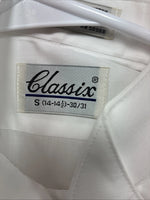 New Classix White Long Sleeve Button Up English Shirt 14-14.5 Small X-93