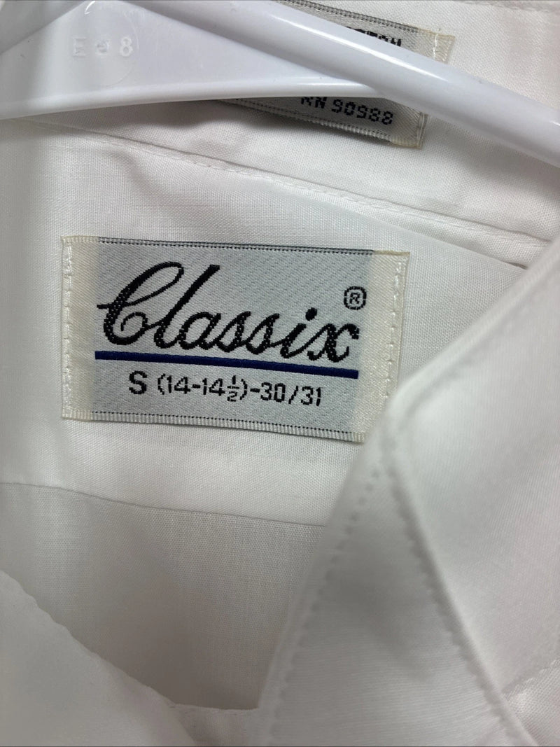 New Classix White Long Sleeve Button Up English Shirt 14-14.5 Small X-93