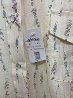 New Women’s White Horse Yellow Floral Long Sleeve Pearl Snap Small DD-47