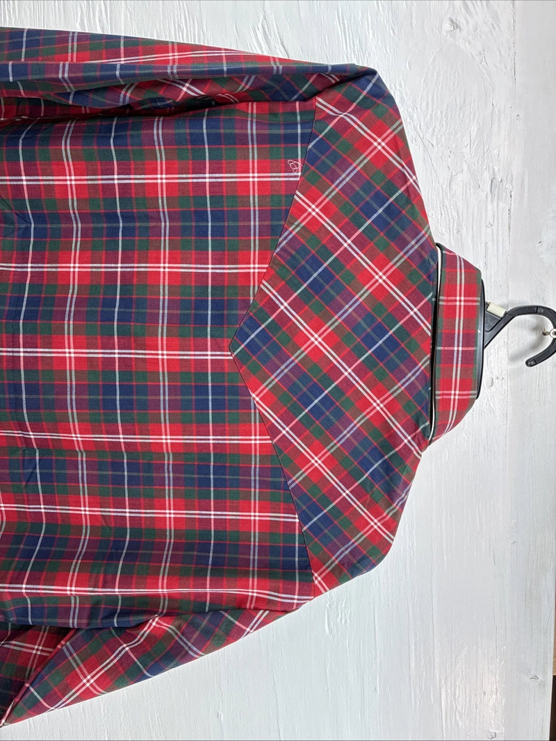 New Men’s ELY Plains Red Blue Plaid Long Sleeve Pearl Snap 16.5 Large Q-74