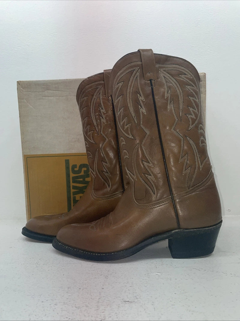 New Men’s Brown Texas Brand Cowboy Boots. M 87 9.5 9 1/2 D. 6-100