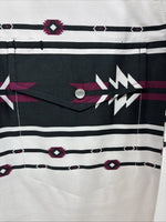 New Men’s Cumberland White Black Purple Long Sleeve Pearl Snap Medium K-26