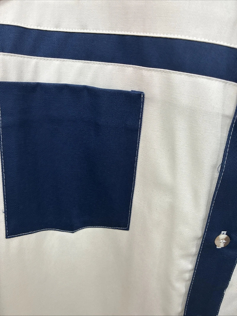New Men’s Cowboy Threads White Blue Long Sleeve Button Up 2XL F-103