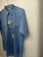 New Mens Blue ELY Cattleman Short Sleeve Pearl snap Shirt. 17 XL S-1