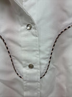 New Women’s H Bar C White Designed Short Sleeve Pearl Snap Size 30 DD-140
