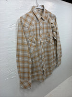New Youths Karman Orange Gray Plaid Long Sleeve Pearl Snap Size 16 CC-66