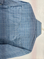 New Men’s Karman Blue Designed Short Sleeve Pearl Snap 14.5 Small V-9