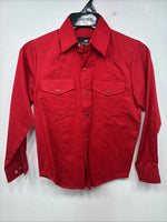 New Boys Western Express Red Long Sleeve Pearl Snap Medium DD-121