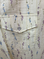New Women’s White Horse Yellow Floral Long Sleeve Pearl Snap Small DD-47