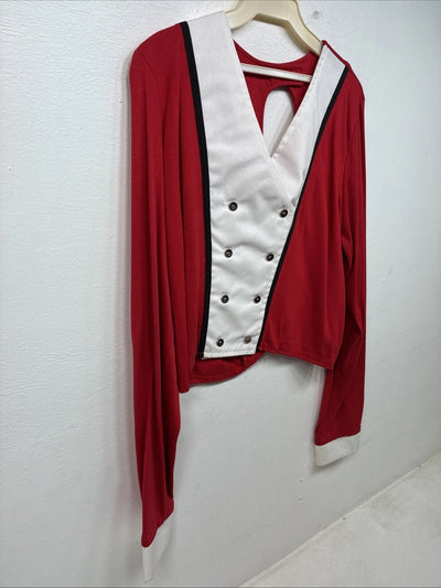New Women’s Cowboy Threads Red White Long Sleeve Button Up Size Large TT-82