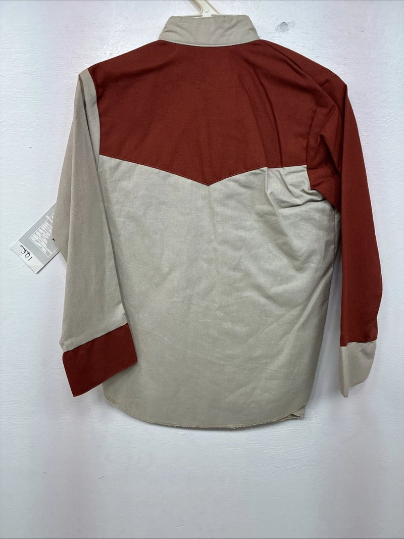 New Kids Cowboy Threads Orange Long Sleeve Button Up Size 5 TT-28
