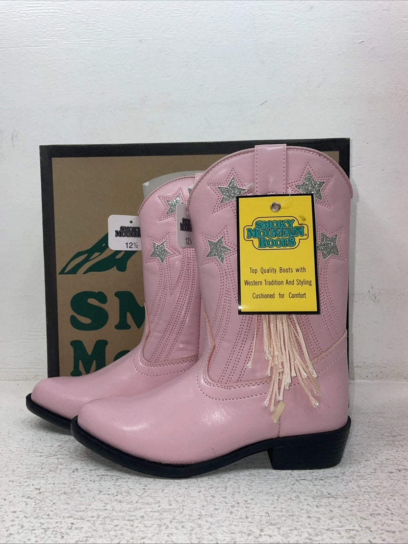 New Kids Pink With Fringe Smoky Mountain Cowboy Boots.12.5 12 1/2. 23-20