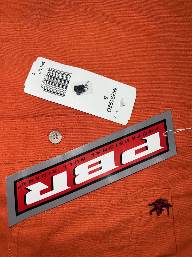 New Men’s Wrangler Orange Denim Collar Long Sleeve Button Up Small A-195