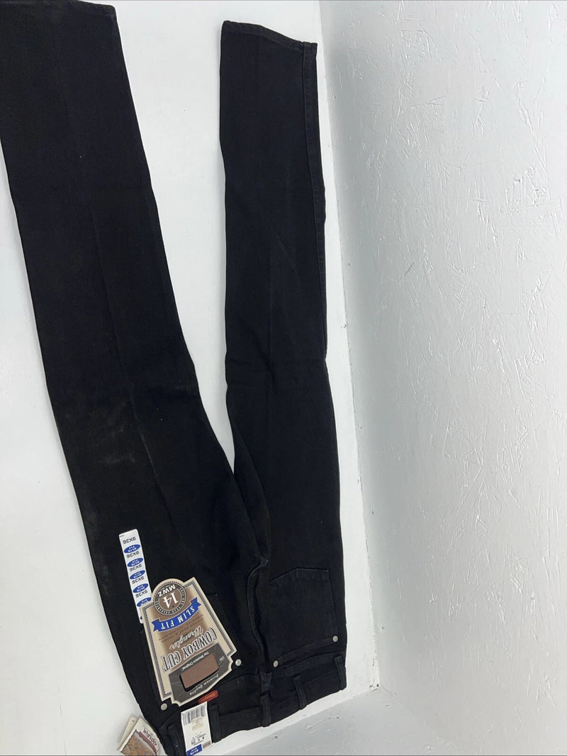 New Men’s Black Cowboy Cut Slim Fit Wrangler Jeans. 9x36 H-12