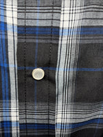 New Men’s ELY Cattleman Blue Black Plaid Long Sleeve Pearl Snap XL O-66