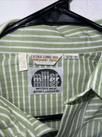 New Men’s Green Stripped Miller Long Sleeve Pearl Snap Shirt 15.5x32 M P-77