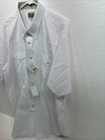 New Men’s ELY Cattleman White Simple Short Sleeve Pearl Snap 18.5 2XL F-83