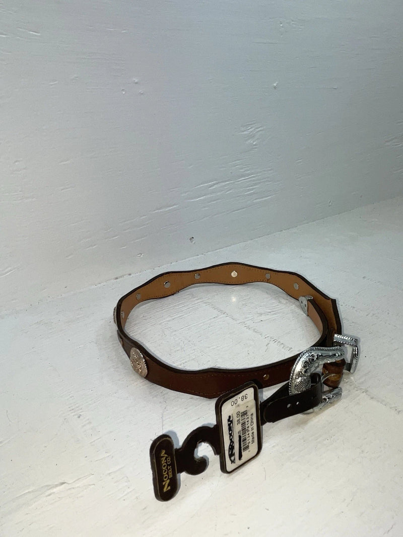 New Brown Genuine Leather Nocona Silver Pendent 26” Belt #3016602 NN-84