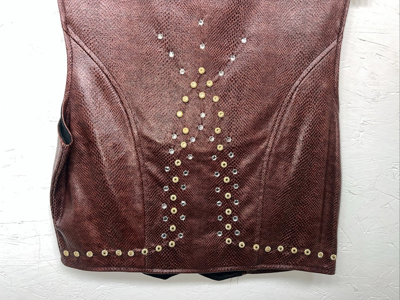 New Women’s 1849 Authentic Ranchwear Brown Show Vest Large E-603