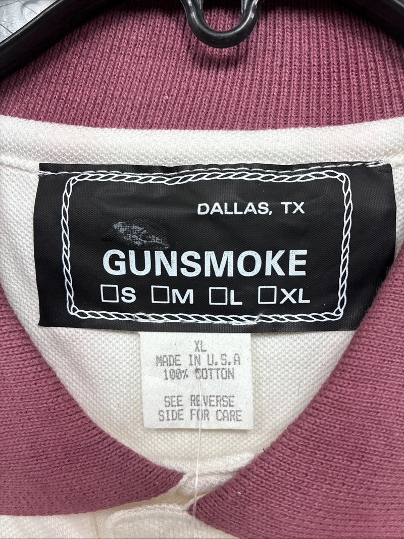 New Men’s GunSmoke White Pink Western Design Short Sleeve Polo XL R-77