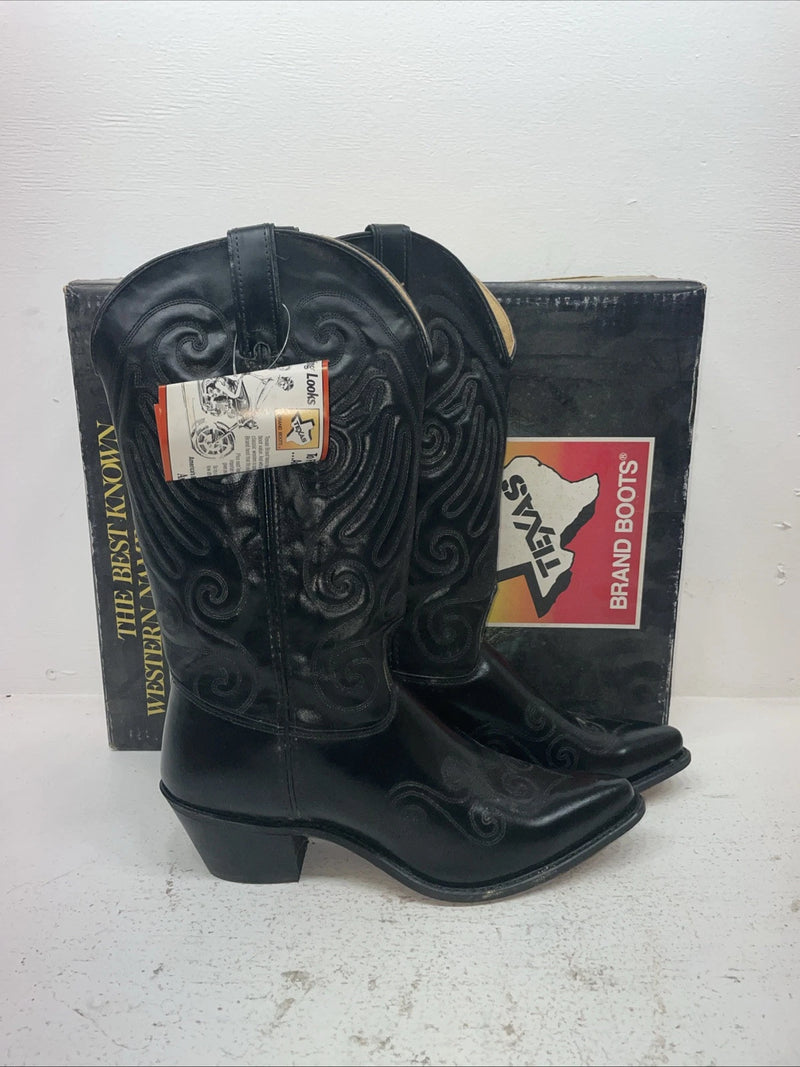 New Men’s Black Texas Brand Cowboy Boots. 4000 10 M. 7-59