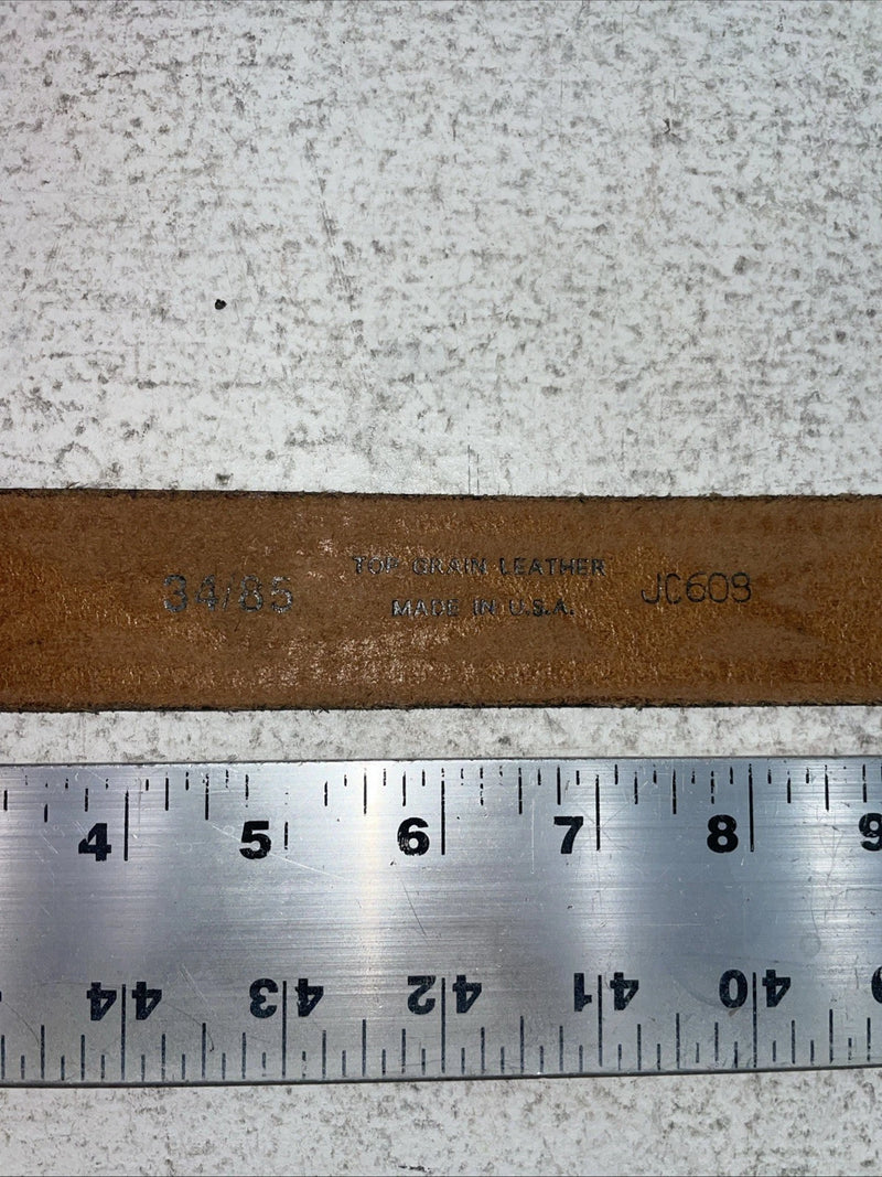 New Black Genuine Leather Tooled Belt 34” #JC608 Z-4