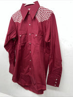 New Men’s Karman Western Wear Red Long Sleeve Pearl Snap 15 X 33 Medium A-187