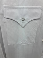 New Men’s ELY Cattleman White Long Sleeve Stripe Pearl Snap 2XL F-58