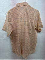 New Men’s ELY Cattleman Orange Plaid Short Sleeve Pearl Snap Large X-61