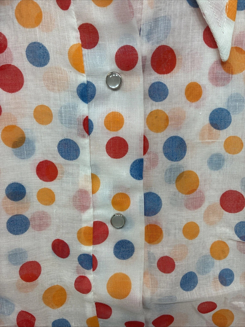 New Women’s Tem Tex Polkadot Long Sleeve Pearl Snap Size 40 II-83
