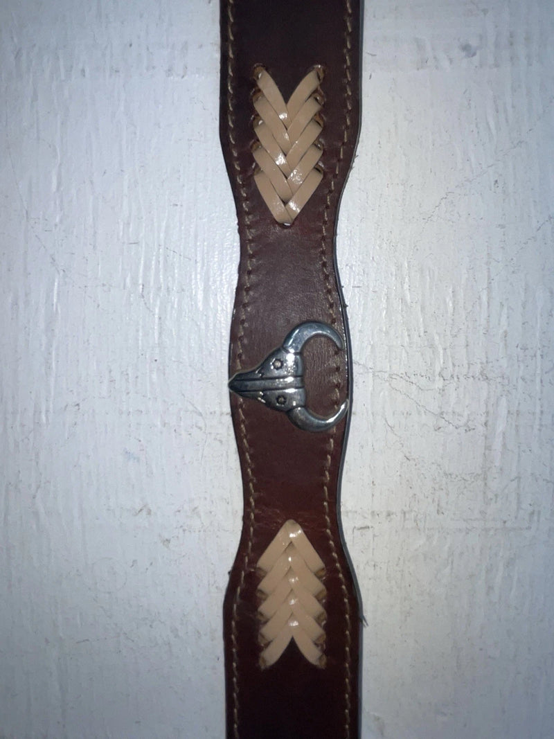 New Brown Genuine Leather Wrangler Weaved And Pendent 24” Belt #5503/28 NN-49