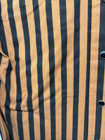 New Women’s H Bar C Orange Black Stripe Long Sleeve Pearl Snap Size 34 LL-103