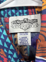 New Men’s San Angelo Multicolor Design Short Sleeve Bottom Up Large AA-60
