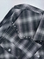 New Women’s Cumberland Black Plaid Long Sleeve Pearl Snap XL II-15