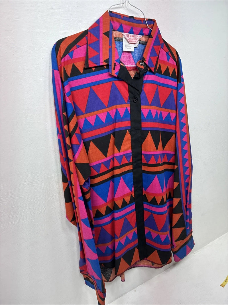 New Women’s H Bar C Multicolor Long Sleeve Pearl Snap Size 16 X 40 XL II-60