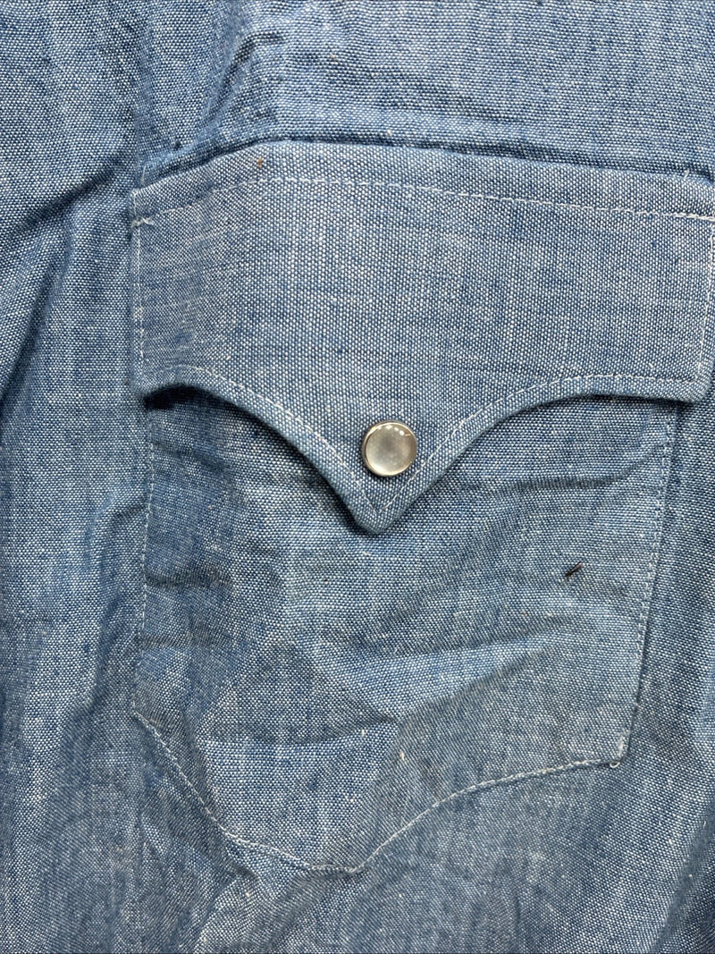 New Men’s Champion Western Blue Jean Long Sleeve Pearl Snap 16.5 Large AA-26