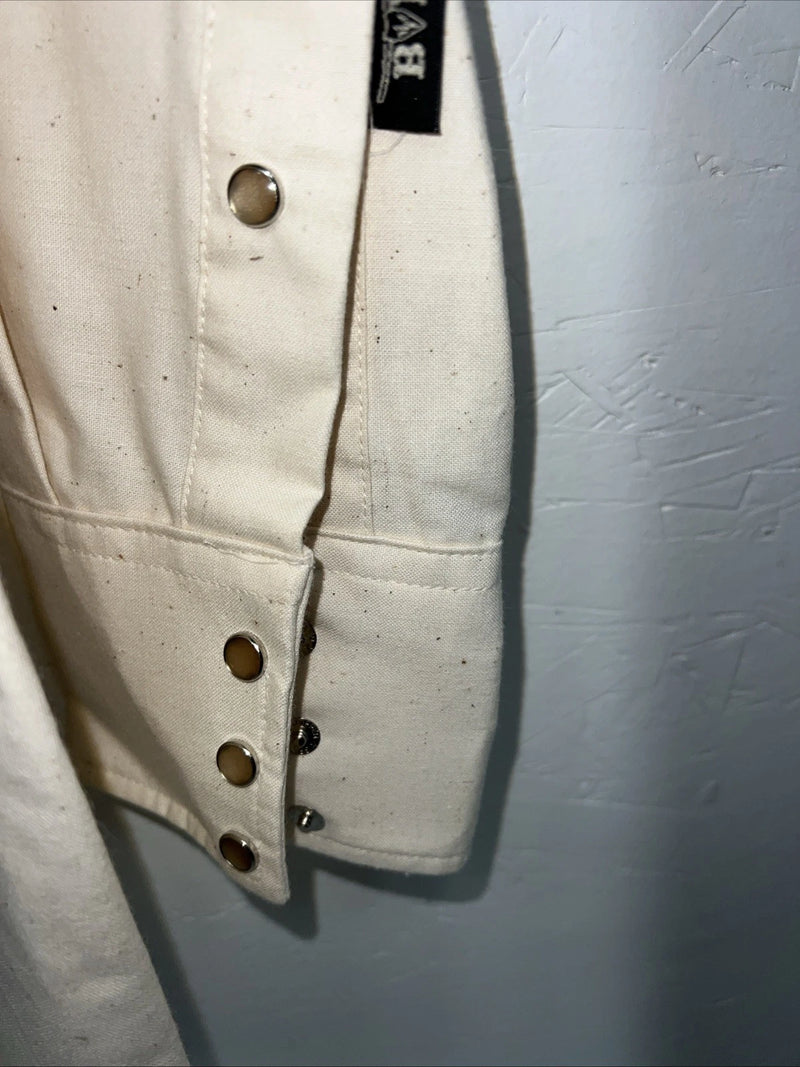 New Men’s White Brown Brooks&Dunn Pearl Snap Long Sleeve Shirt. 16.5x34 L I-36