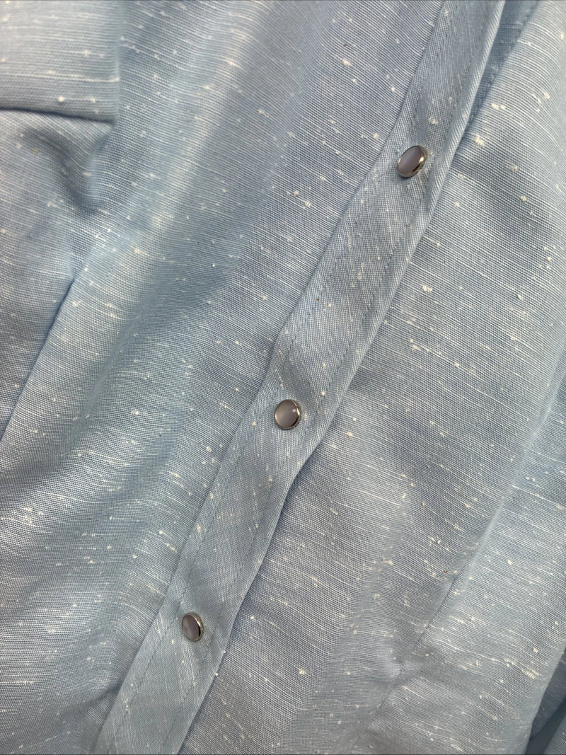 New Kids Dan River Blue Deigned Long Sleeve Pearl Snap Size 10 LL-63