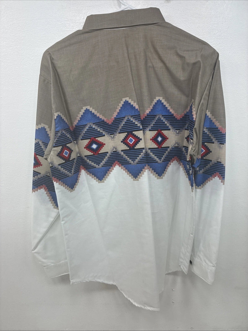New Women’s Brooks & Dunn Tan Design Long Sleeve Button Up Medium MM-102