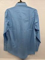 New Men’s ELY Cattleman Simple Blue Long Sleeve Pearl Snap 16.5 Large Q-86