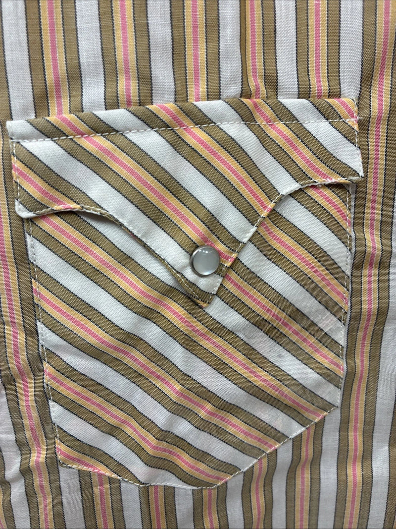 New Men’s Trail Ridge Multicolor Stripe Long Sleeve Pearl Snap 2XL O-22