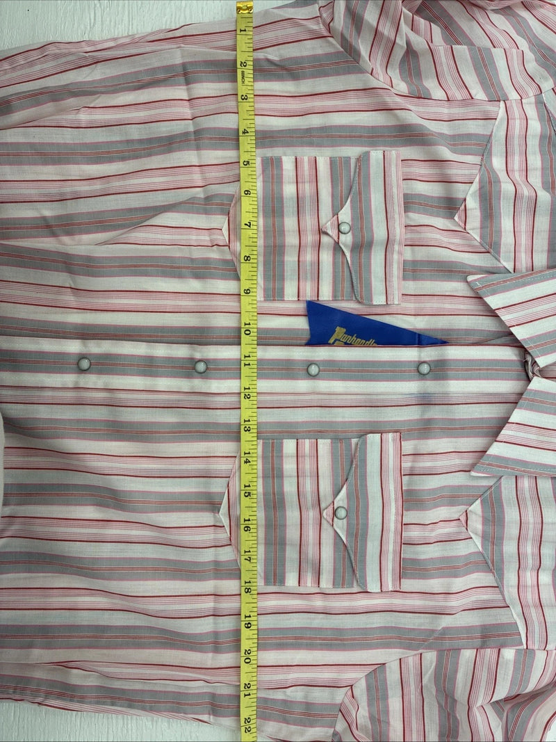 New Women’s Panhandle Slim Pink Stipe Long Sleeve Pearl Snap 16 XL X-48
