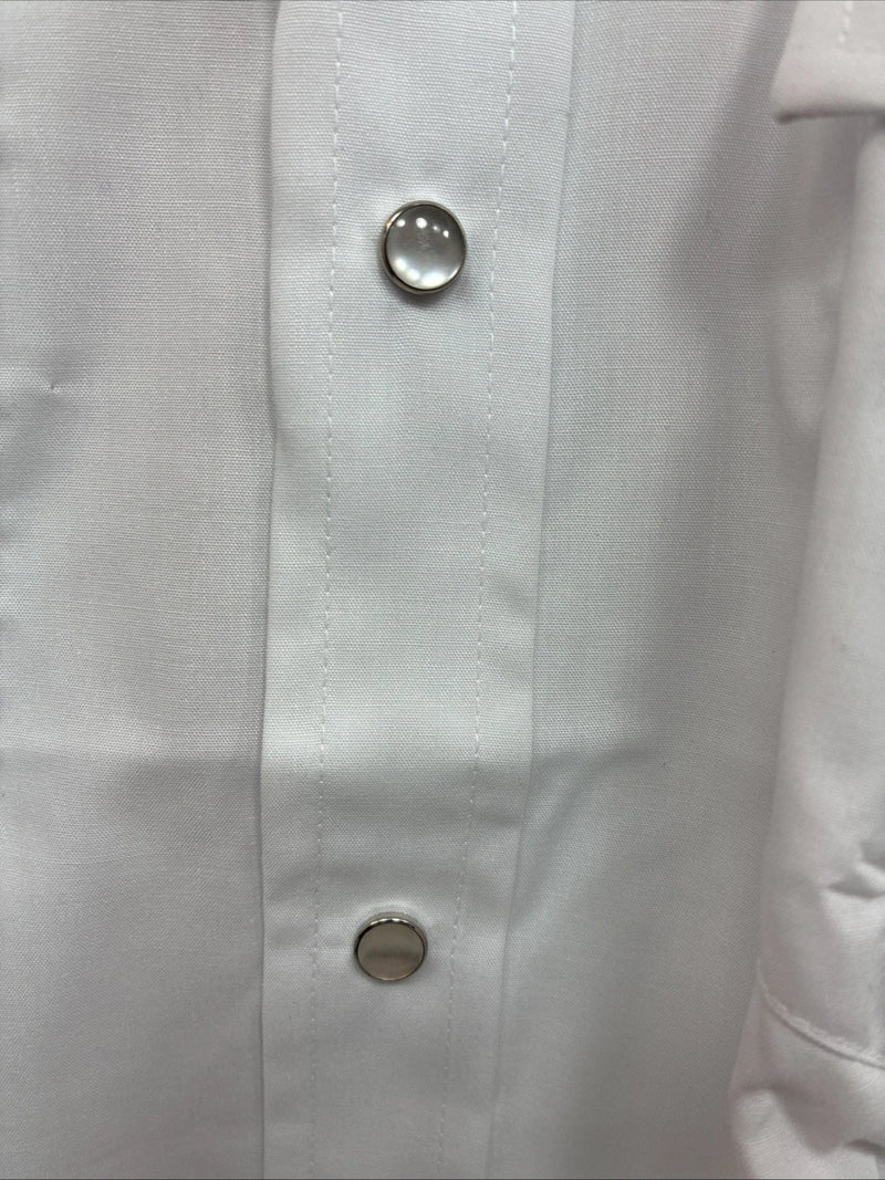 New Kids Champion Western White Long Sleeve Pearl Snap 16 Large V-29