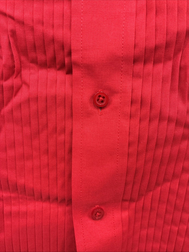 New Classix Red Long Sleeve Button Up English Shirt 16-16.5 Large X-80